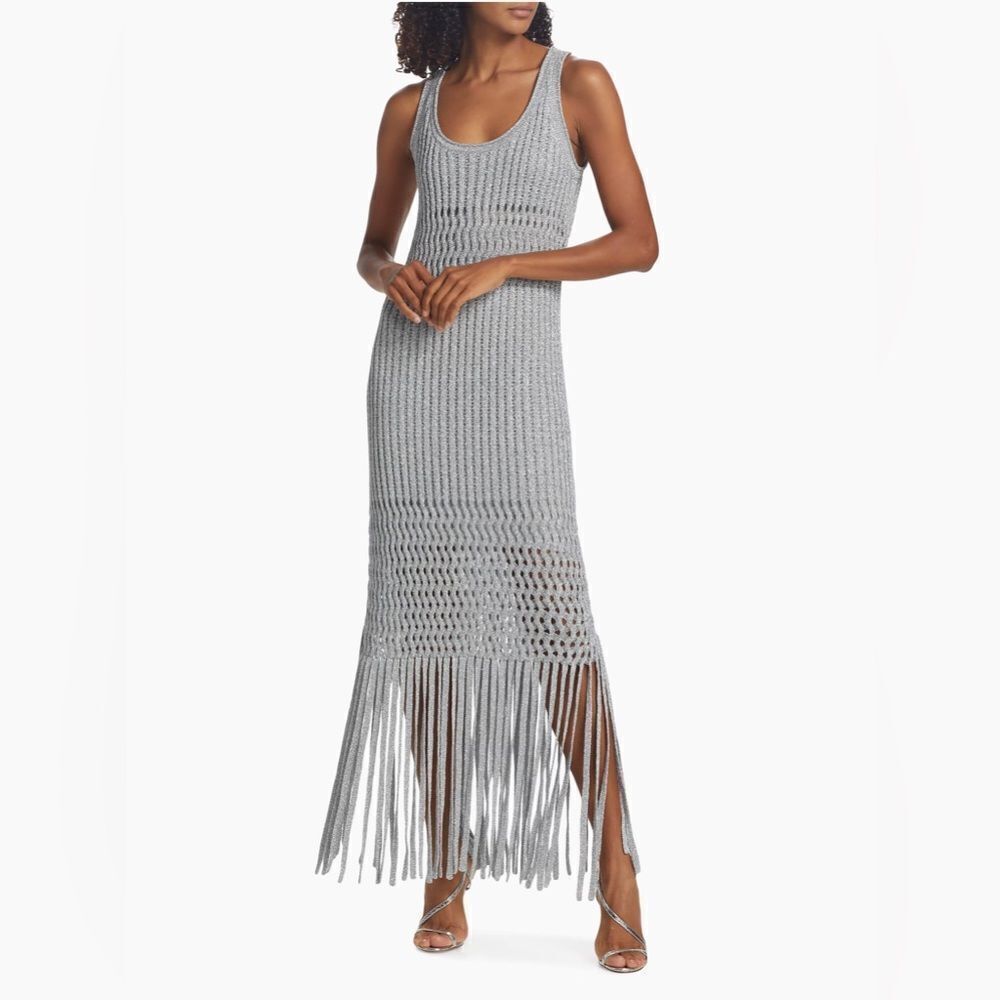 SIMKHAI Open-Stitch Fringe Maxi Dress size S